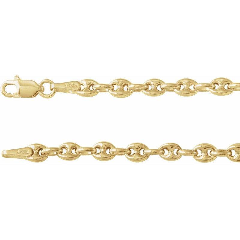 Gold Puffed Mariner Chain (multiple lengths) - 3.8mm