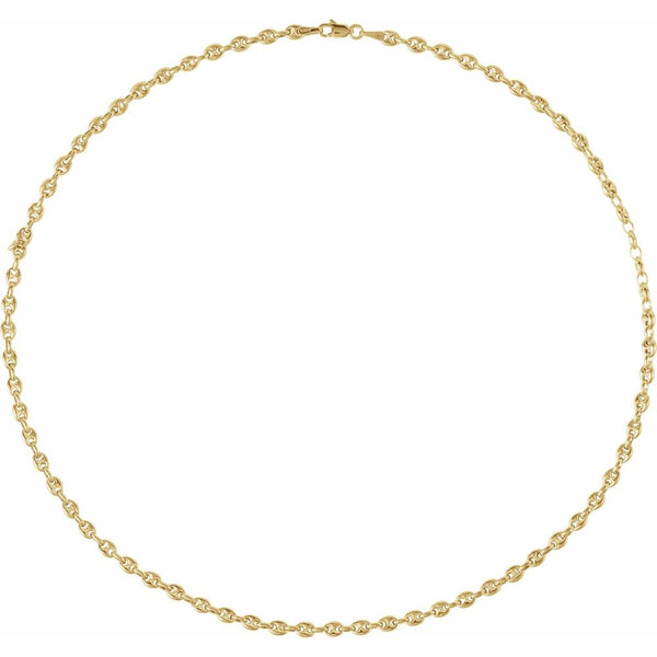 Gold Puffed Mariner Chain (multiple lengths) - 3.8mm