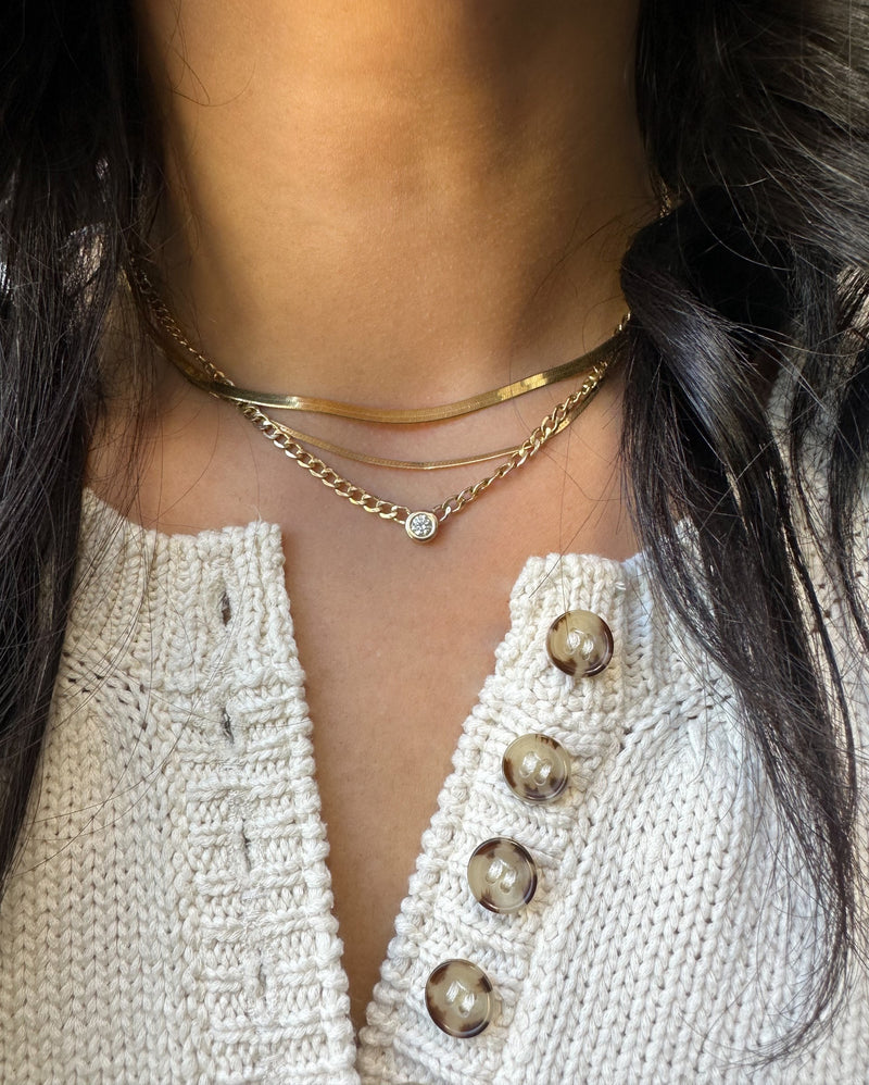 Silky Gold Herringbone Necklace - 3mm