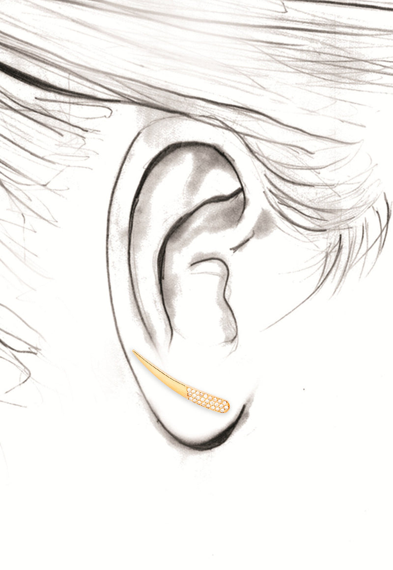 Half Pave Diamond Skimmer Earring