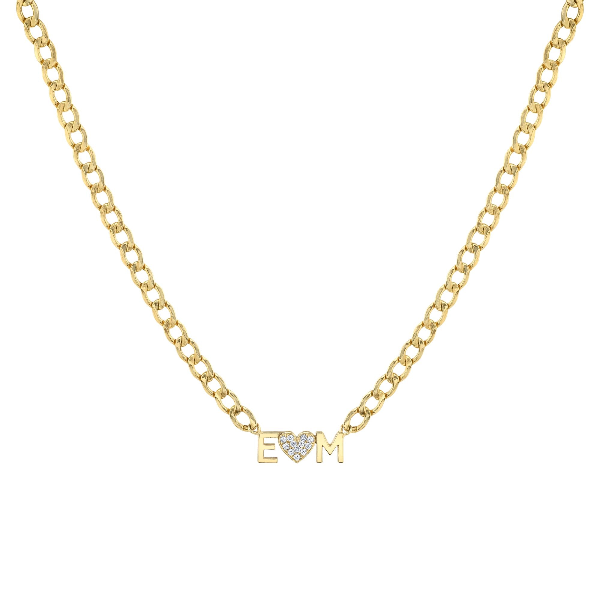 Diamond Heart Curb Chain Letter Necklace – SMITH + MARA
