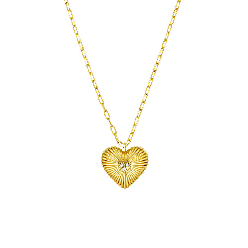 Diamond Heart Fluted Necklace