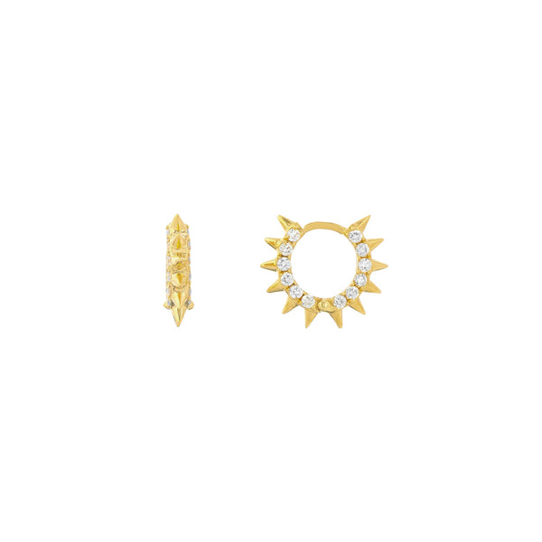 Diamond Spike Huggie Earrings