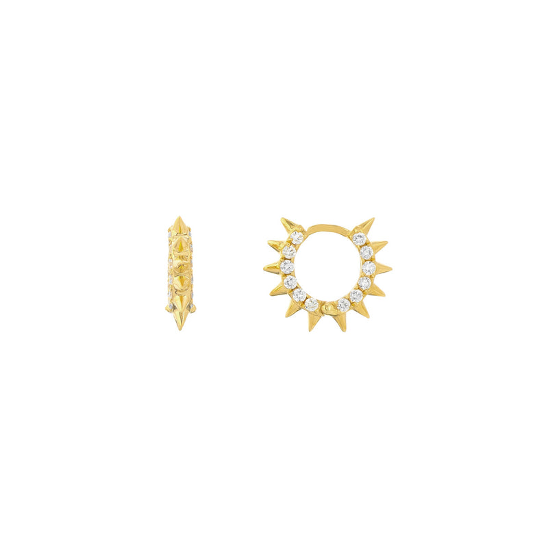 Diamond Spike Huggie Earrings