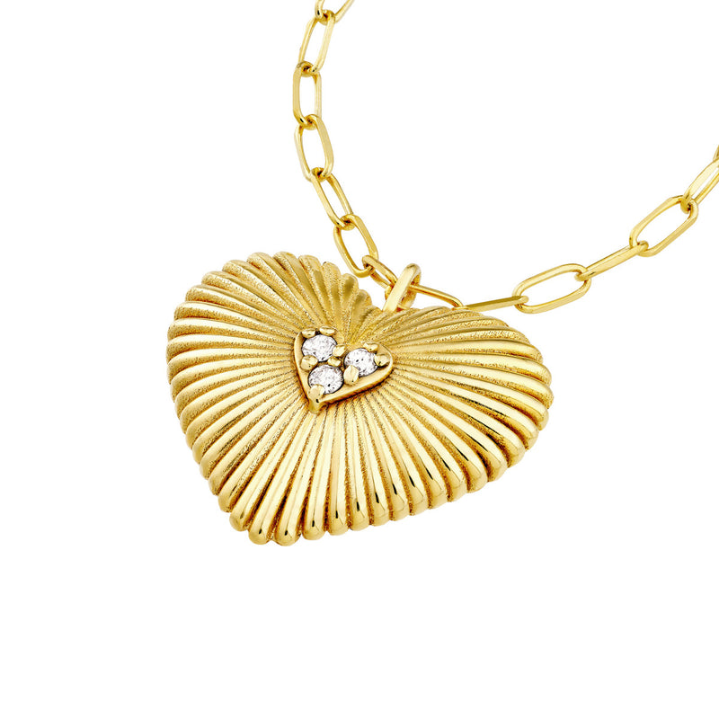 Diamond Heart Fluted Necklace