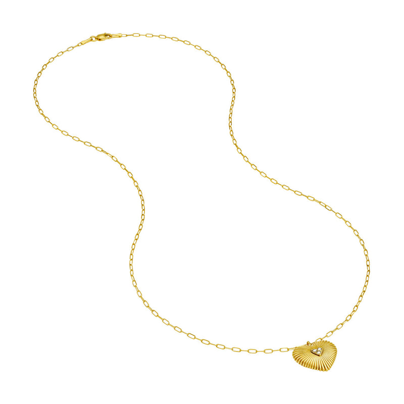 Diamond Heart Fluted Necklace