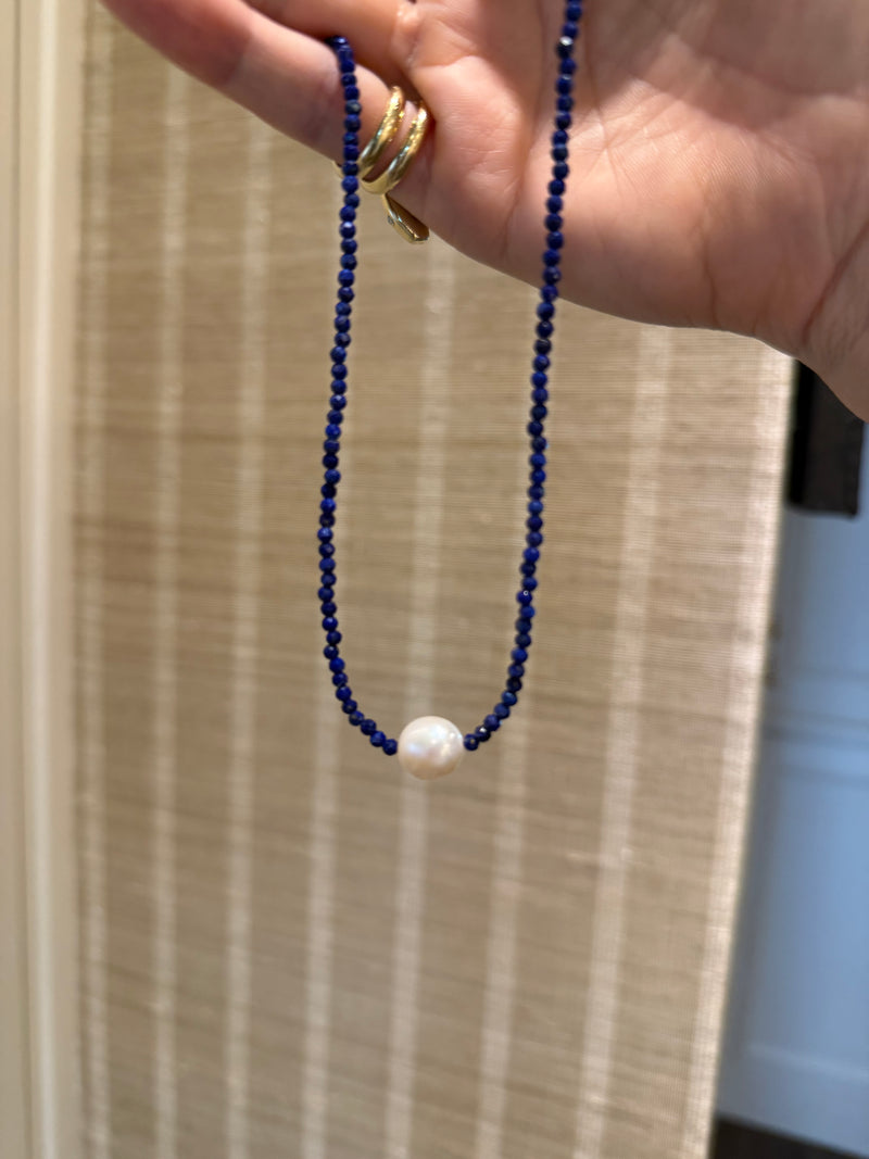 Lapis and Pearl Necklace
