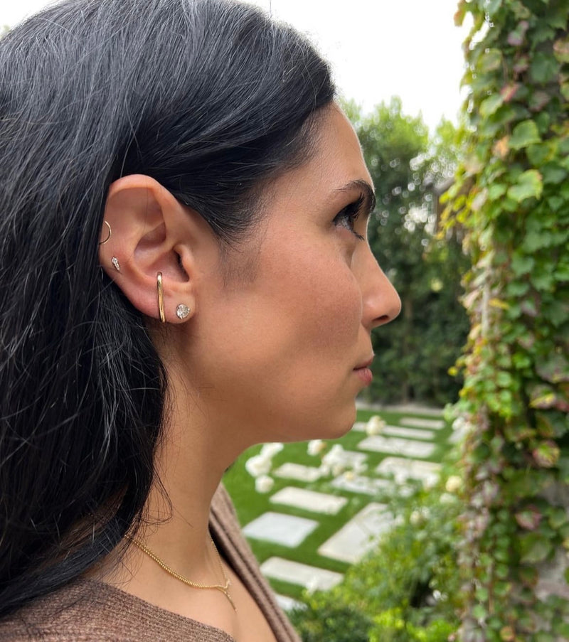 Solid Gold Thick Suspender Cuff Earring