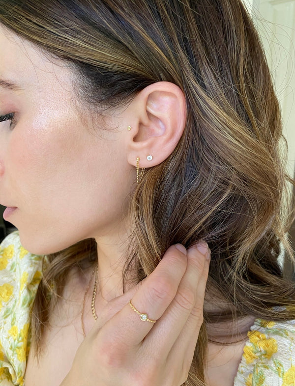 Gold Draped Bead Earring - SINGLE