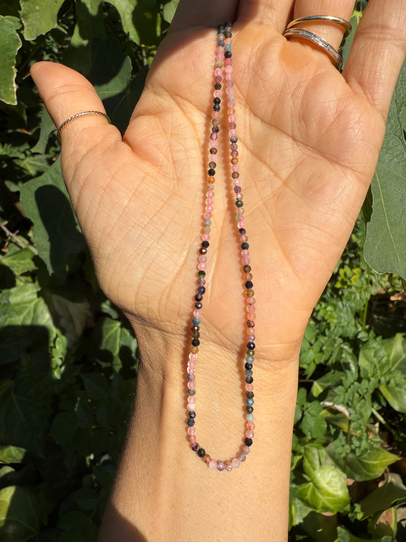 Multicolored Tourmaline Necklace w/ Diamond or Pearl option