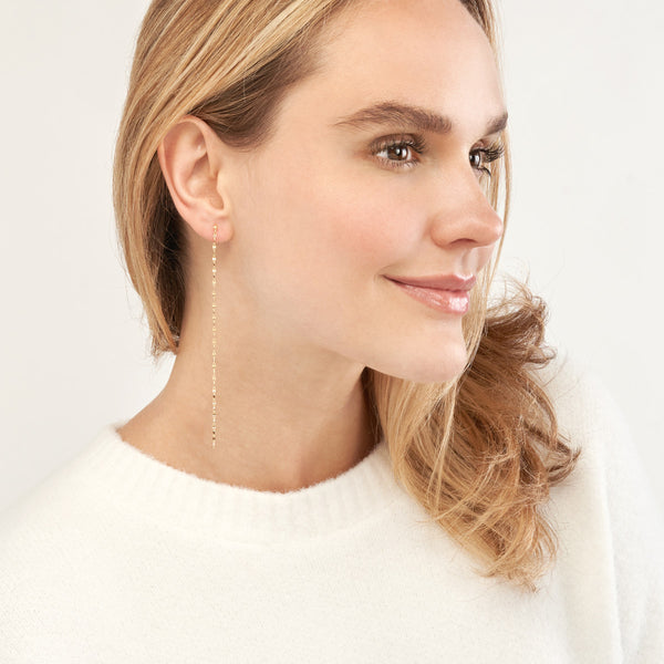 Gold Hammered Shoulder Duster Earrings