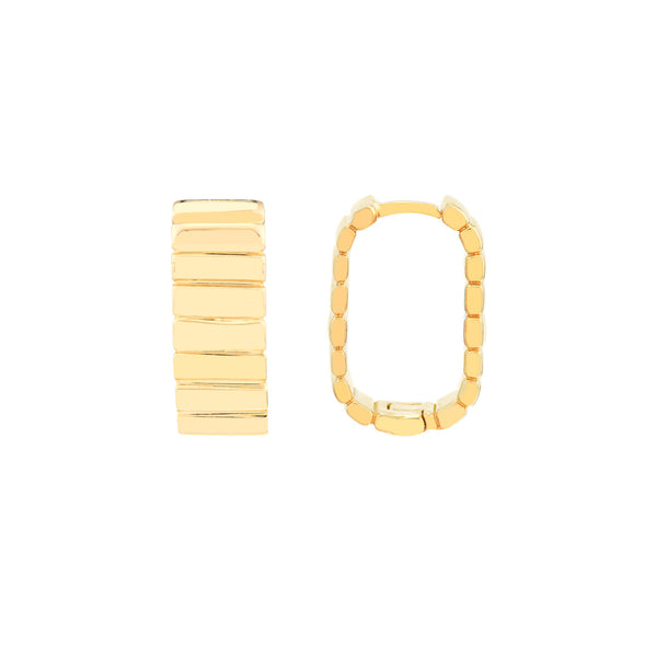 Gold Ribbed Hoops