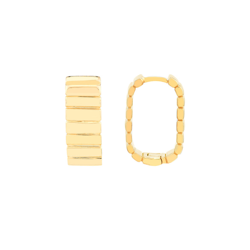 Gold Ribbed Hoops