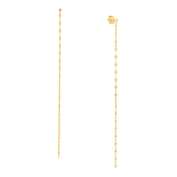 Gold Hammered Shoulder Duster Earrings