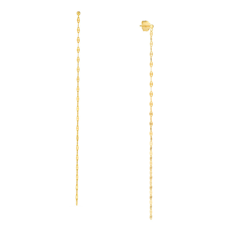 Gold Hammered Shoulder Duster Earrings