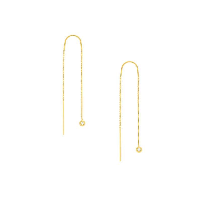 Diamond Drop Threader Earrings