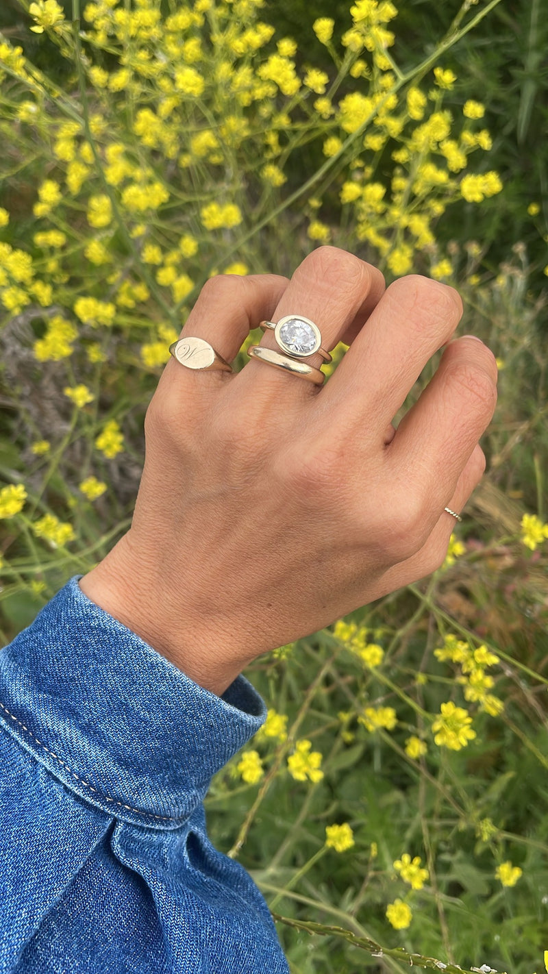 Gold Oval Signet Ring (Engraving Option)