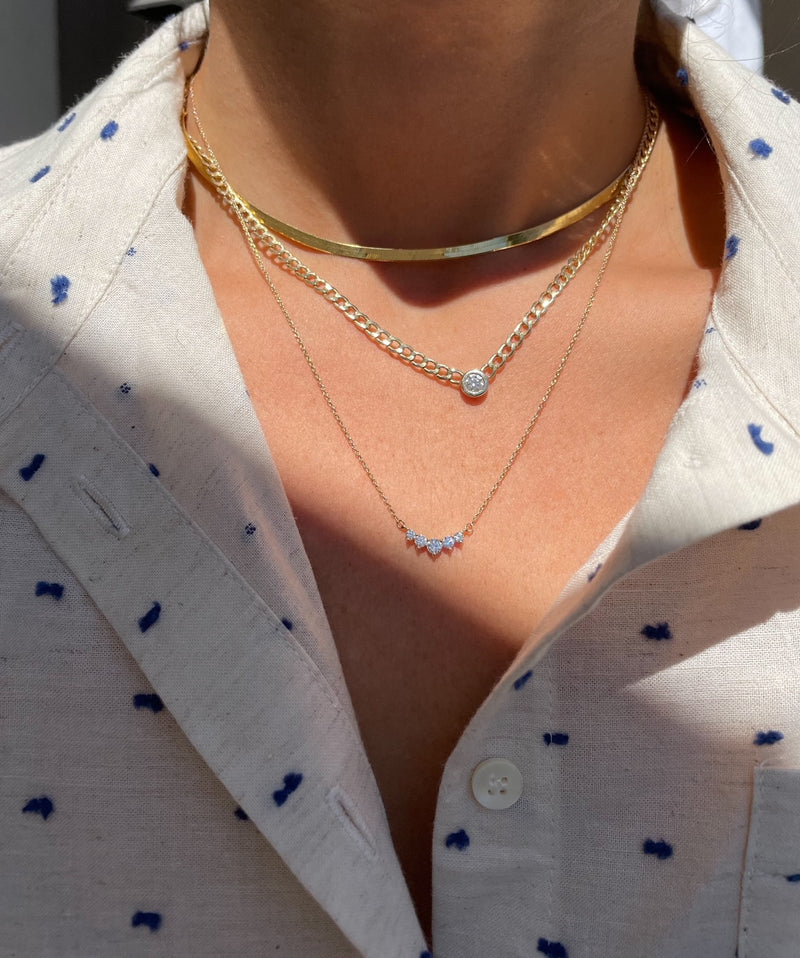 Silky Gold Herringbone Necklace - 3mm