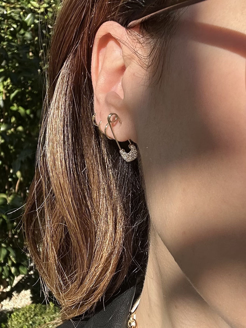 Diamond Safety Pin Earring