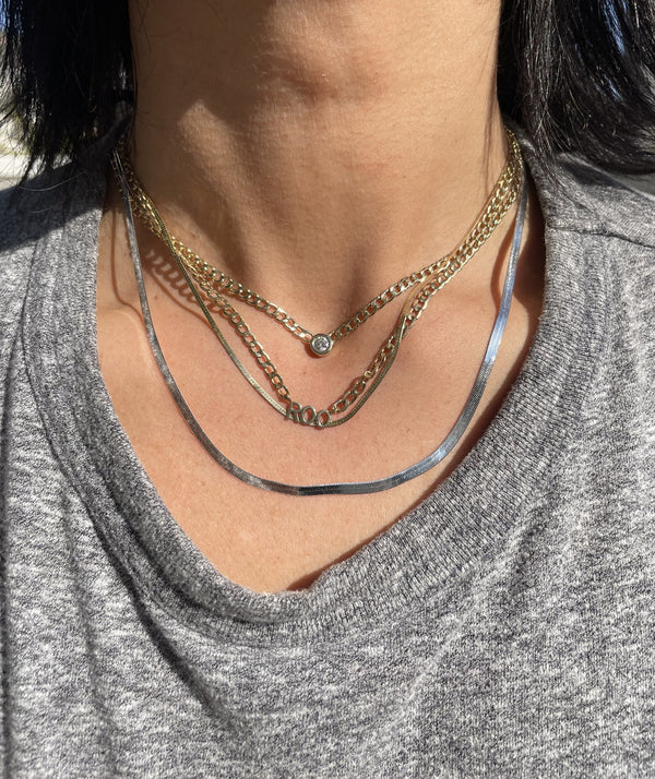 Sterling Silver Herringbone Necklace - 3mm