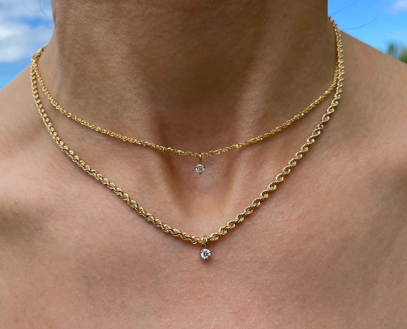 Mini Rope Chain Gold Rope Chain w/Diamond Charm – SMITH + MARA