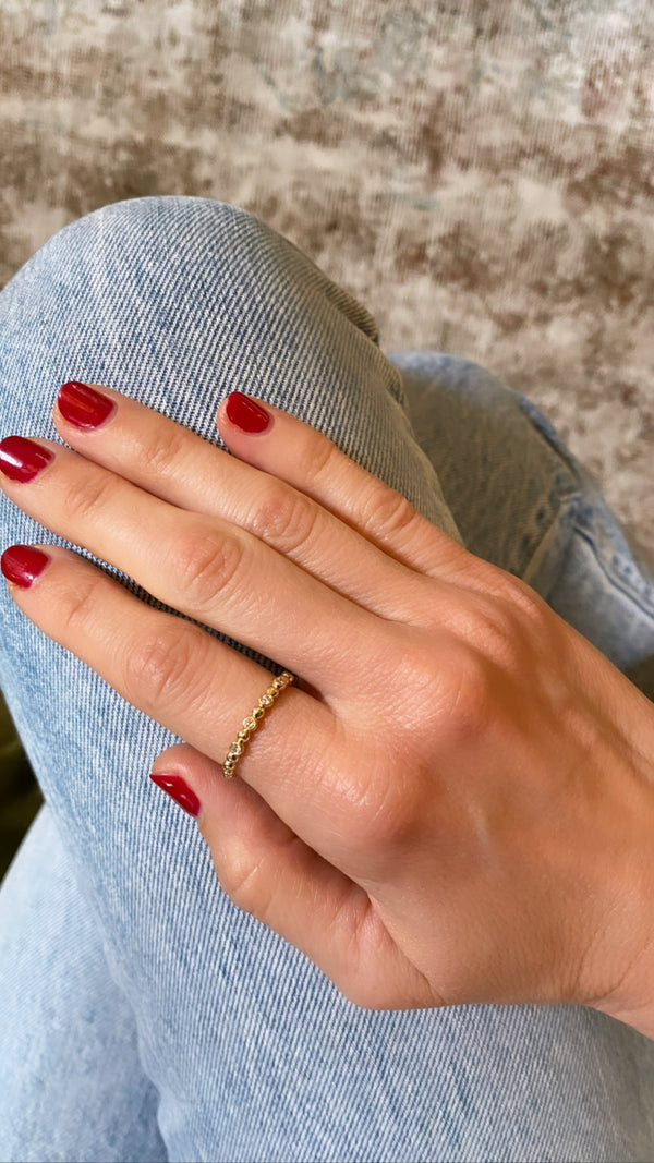 Six Stone Diamond Bead Ring