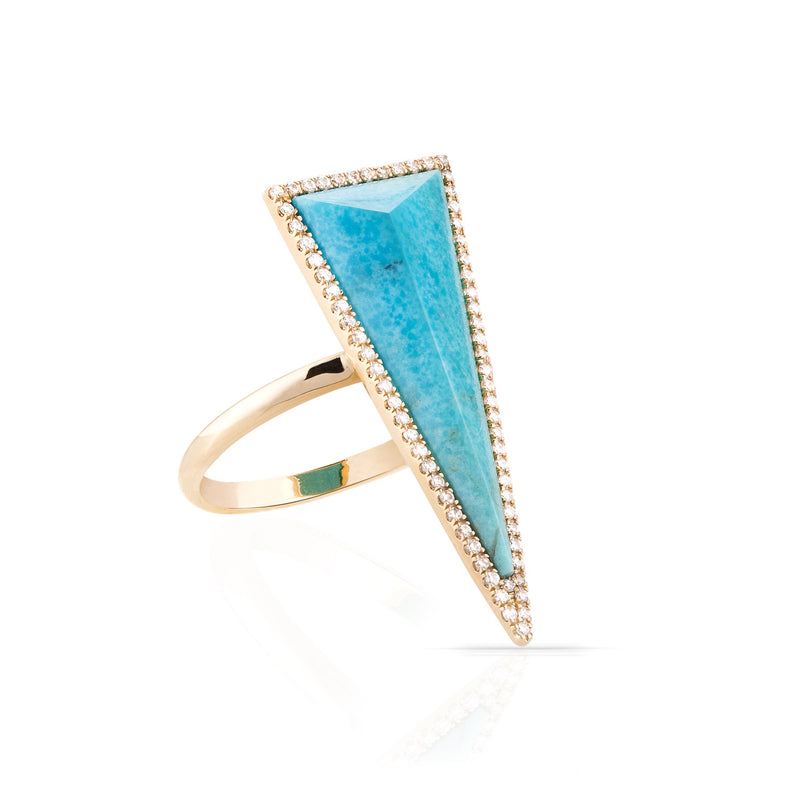 Pave Diamond Pyramid Stone Ring (more colors available)