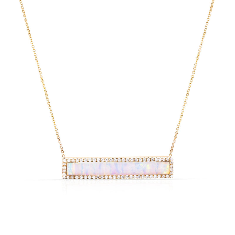 Pave Diamond Stone Bar Necklace (more colors available)