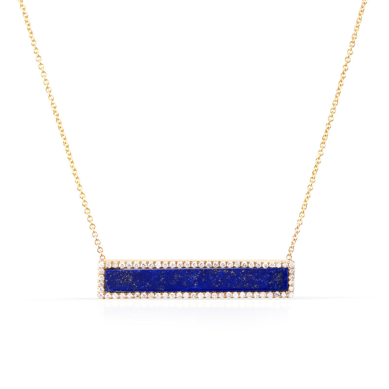 Pave Diamond Stone Bar Necklace (more colors available)