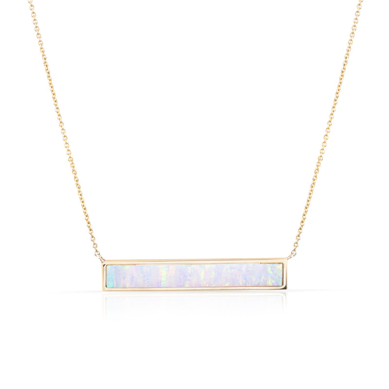 Solid Gold Stone Bar Necklace (more colors available)