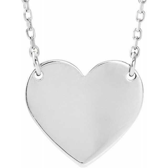 Silver Heart Necklace (Engravable)