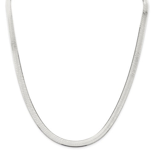 Sterling Silver Herringbone Necklace - 7mm