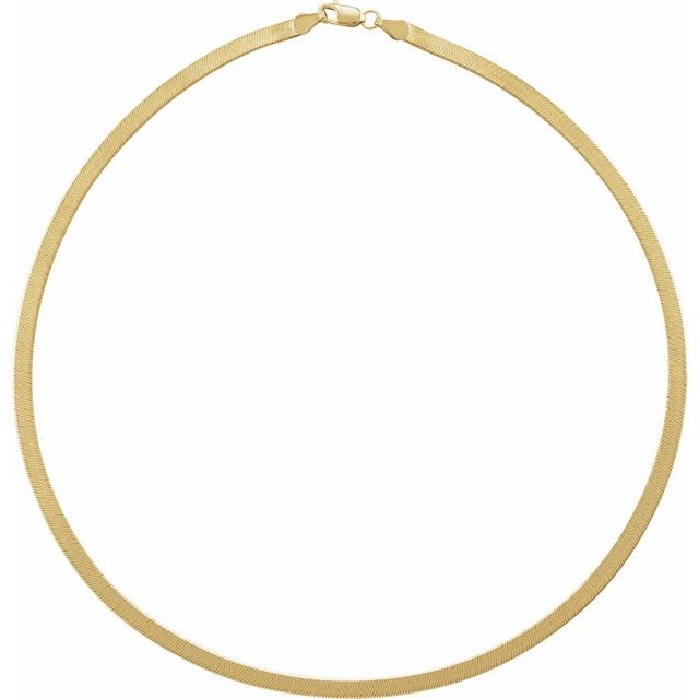 Engravable Gold Herringbone Necklace - 4mm