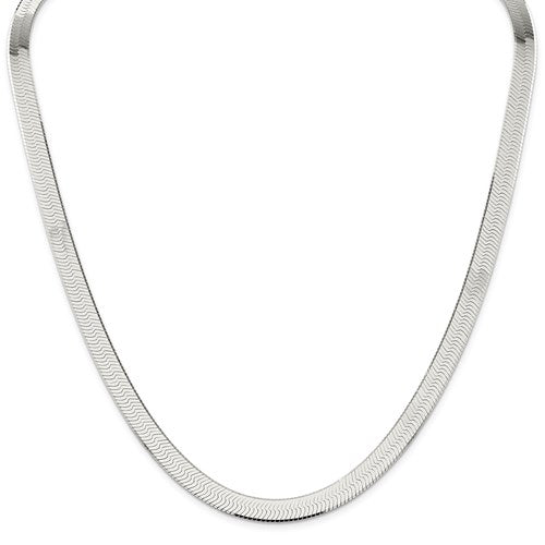 Sterling Silver Herringbone Necklace - 8mm
