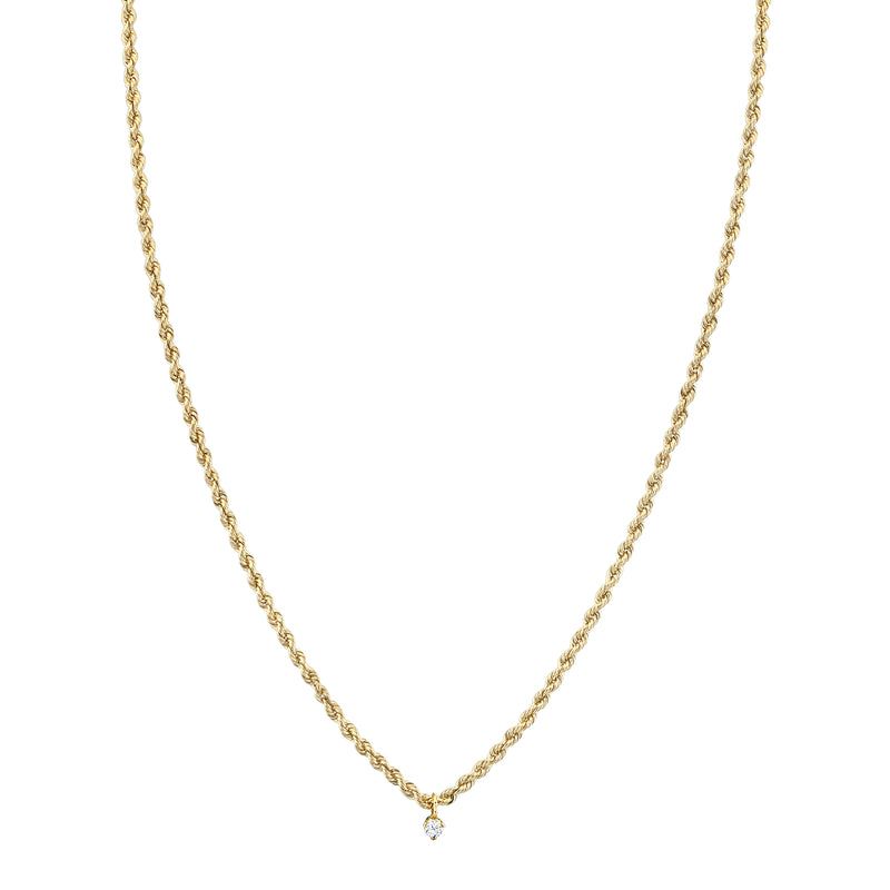 Gold Rope Chain w/Diamond Charm