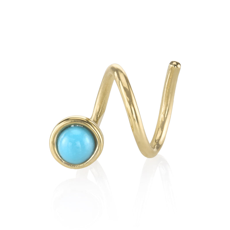 Turquoise Ball Spiral Earring