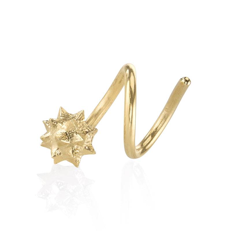 Gold Wrecking Ball Spiral Earring