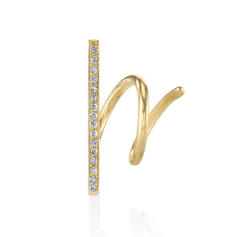 Diamond Bar Spiral Earring