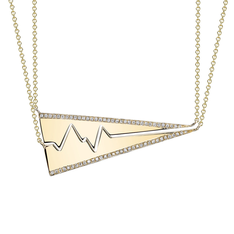 Pave Diamond Best Friend Heartbeat Necklace