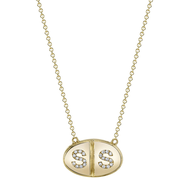 Diamond Pill Initial Necklace