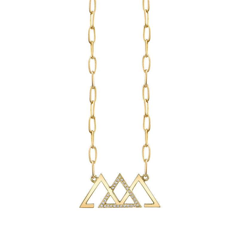 Gold and Diamond Past Present Future Necklace