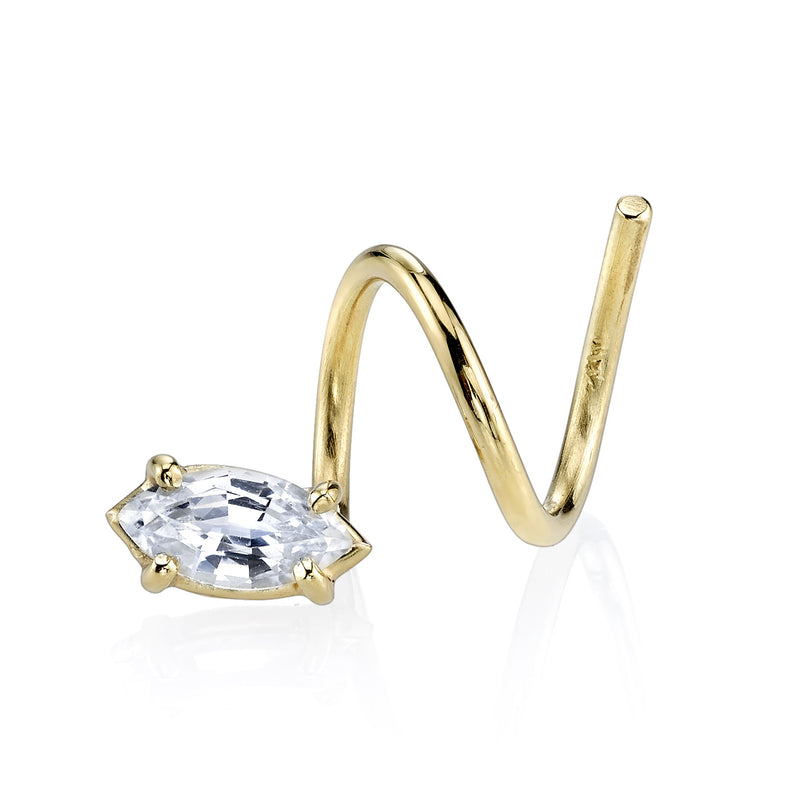 White Topaz Marquis Spiral Earring