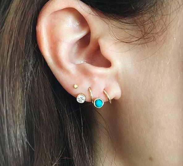 Turquoise Ball Spiral Earring