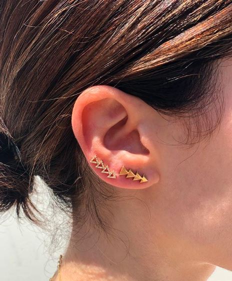 Pave Diamond Cutout Triangle Earring