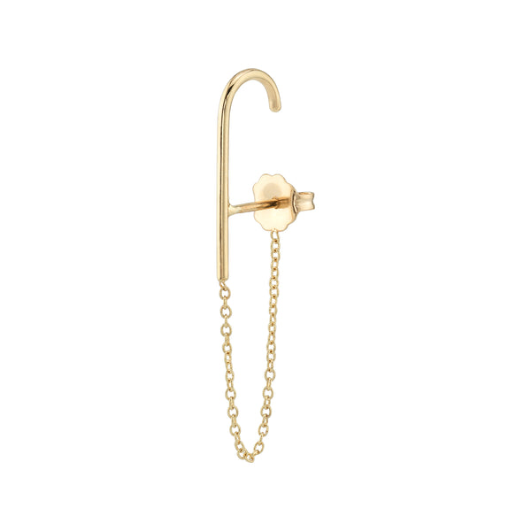 Solid Gold Suspender Chain Earring