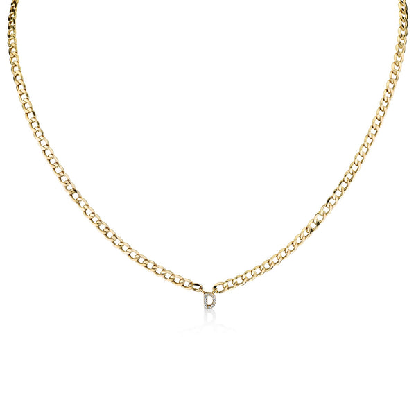 Curb Chain Diamond Letter Necklace