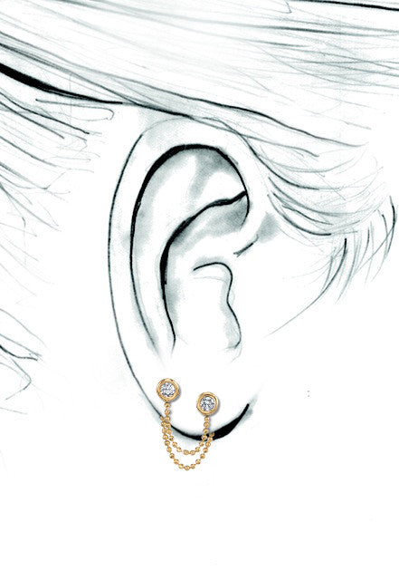 Double Diamond Ball Chain Earring