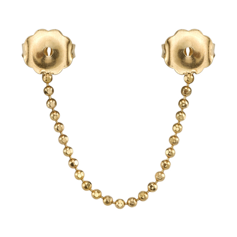 Double Solid Gold Ball Chain Earring