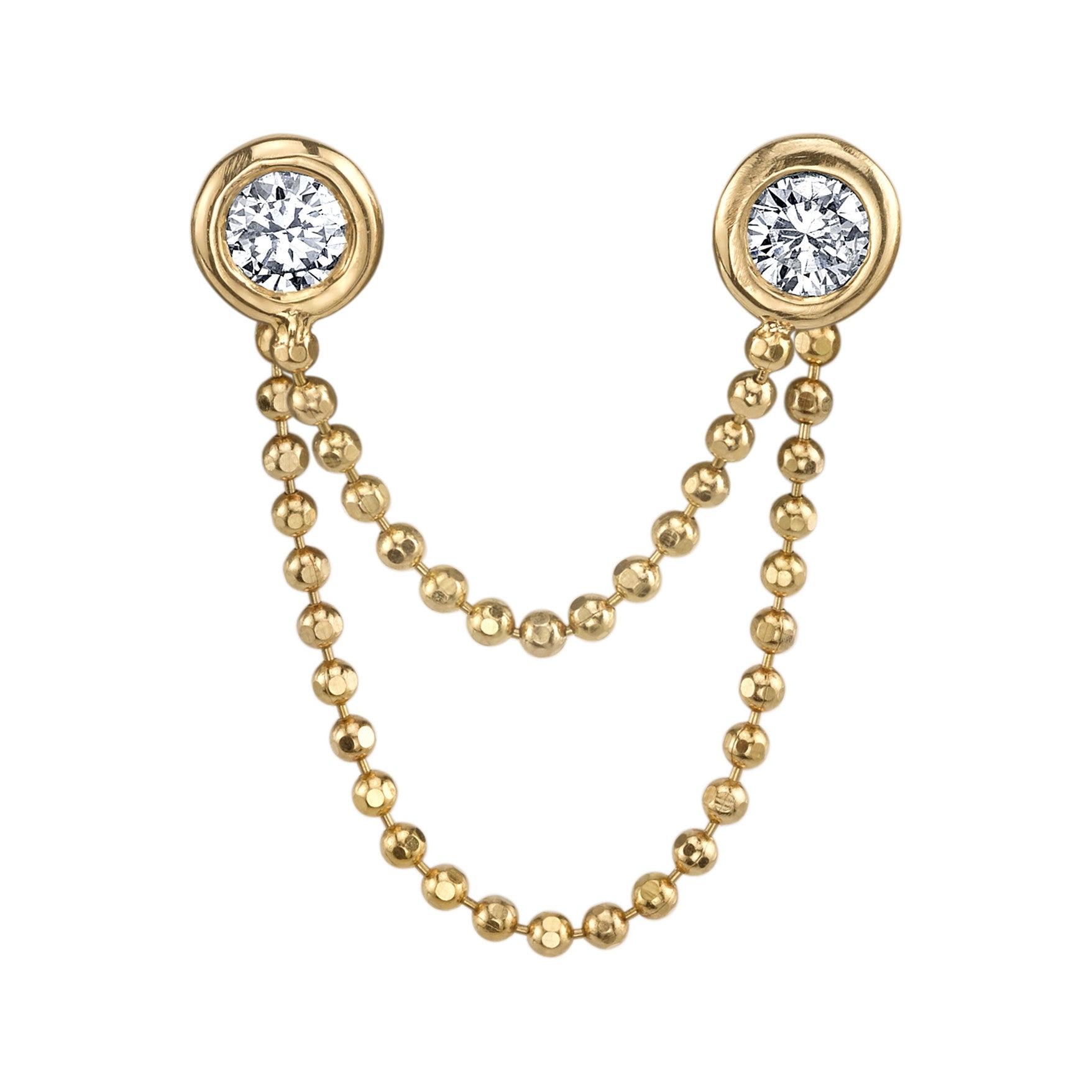 Double R Chain Diamond Double Diamond Ball Chain Earring 14K Gold | SMITH + MARA