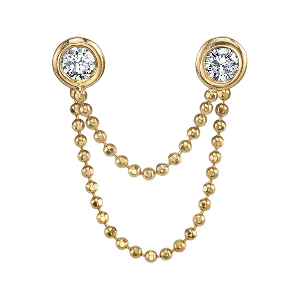 Double Diamond Ball Chain Earring
